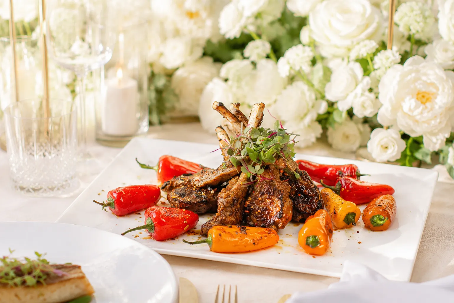 Elegant catering table with curated dishes